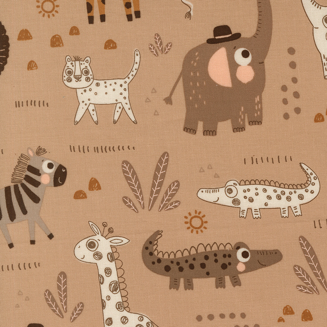 Fabric Moda Tan Safari Animals Wildly Cute Safari by the Quarter Yard 39080-14