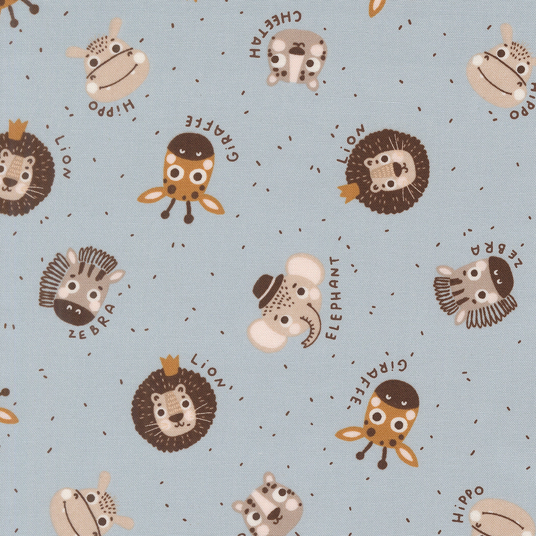 Fabric Moda Sky Animals Faces Wildly Cute Safari by the Quarter Yard 39081-13