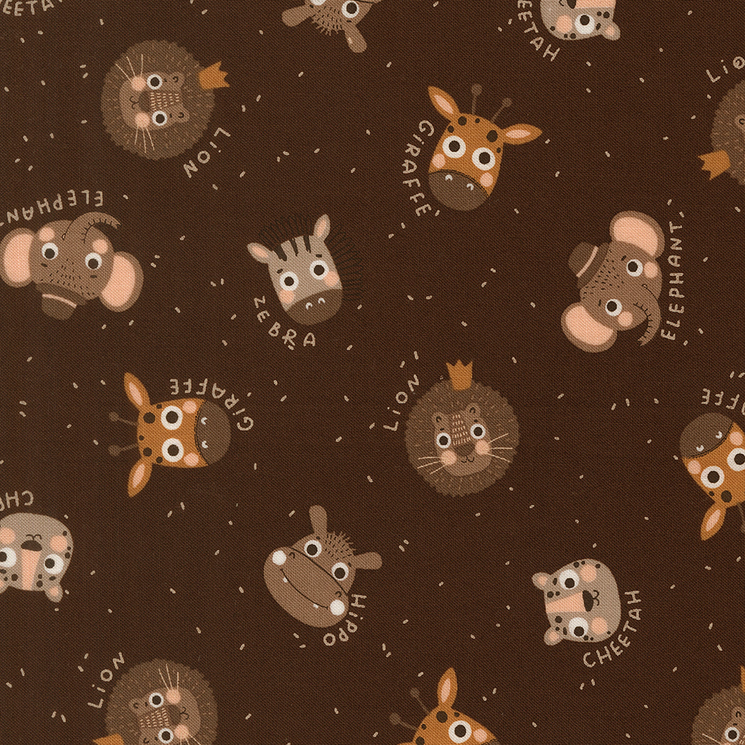 Fabric Moda Soil Animals Faces Wildly Cute Safari by the Quarter Yard 39081-17