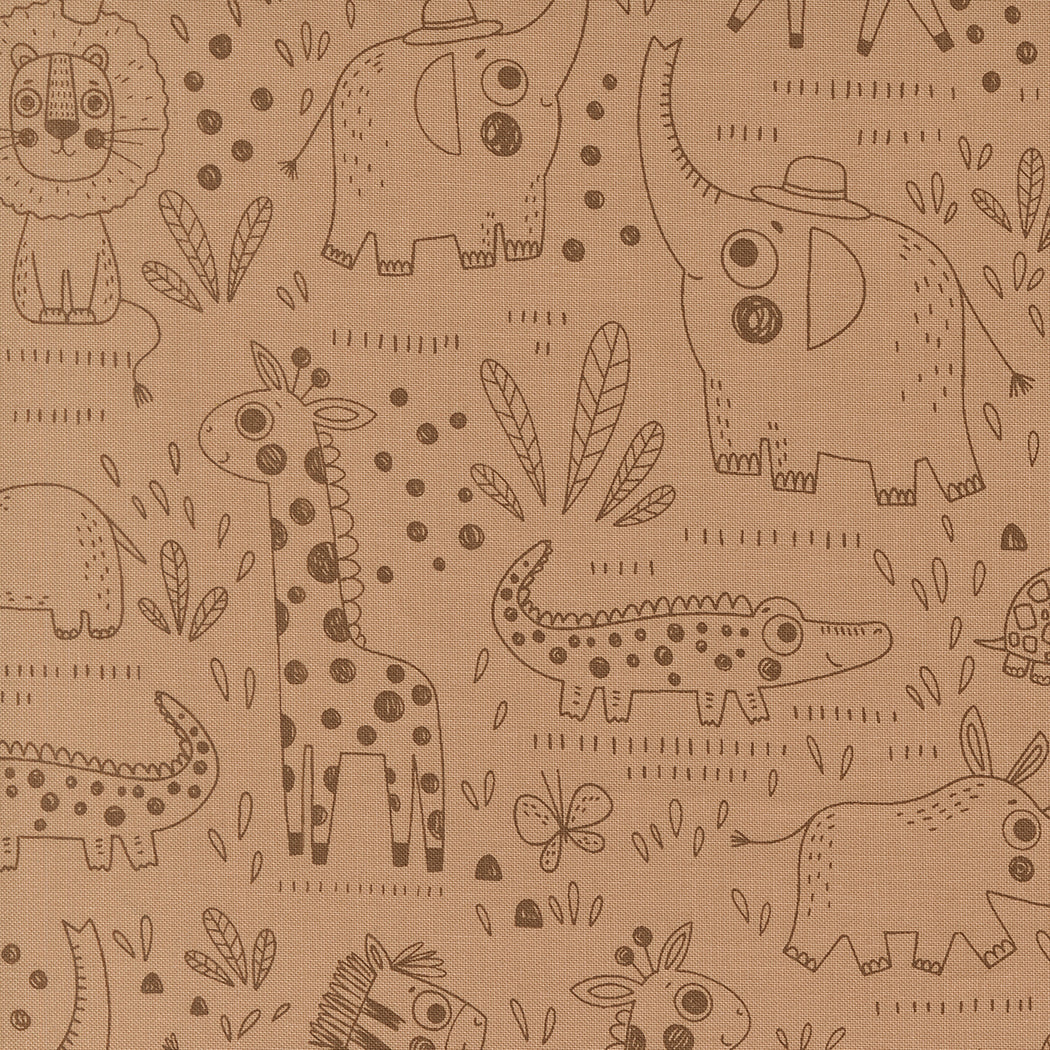 Fabric Moda Tan Safari Contours Wildly Cute Safari by the Quarter Yard 39082-14