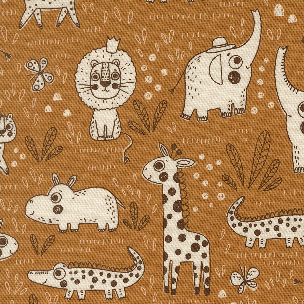 Fabric Moda Gold Safari Contours Wildly Cute Safari by the Quarter Yard 39082-16
