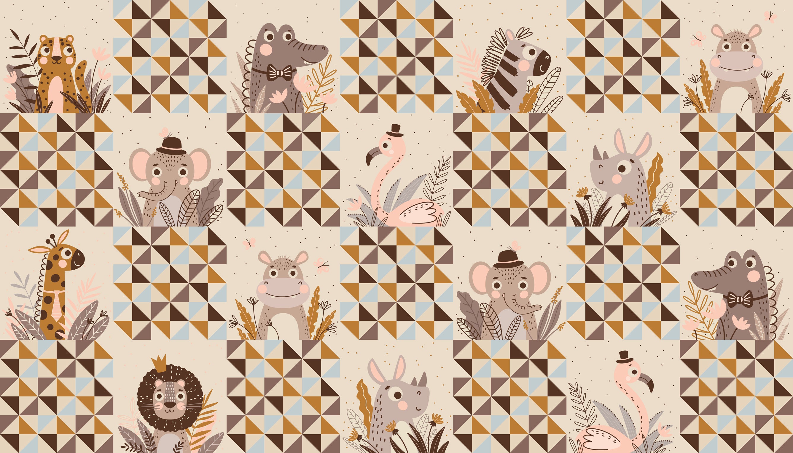 Fabric Moda Multi Wildly Cute Safari Quilt Panel 39088-11