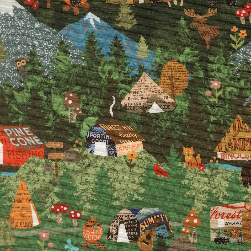 Fabric Moda Grass Collage Paper Trails by the Quarter Yard 39590-11