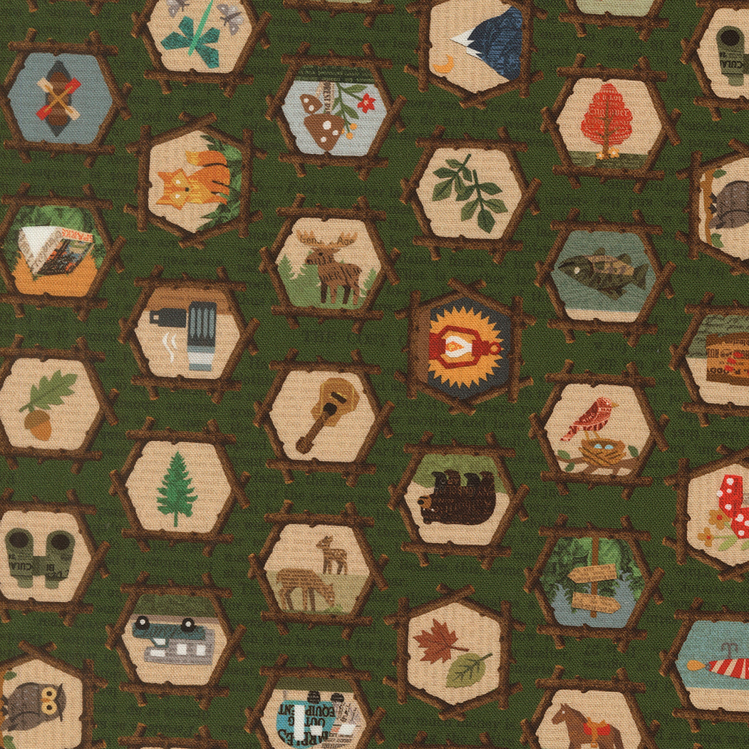 Fabric Moda Grass Rustic Icons Paper Trails by the Quarter Yard 39592-16