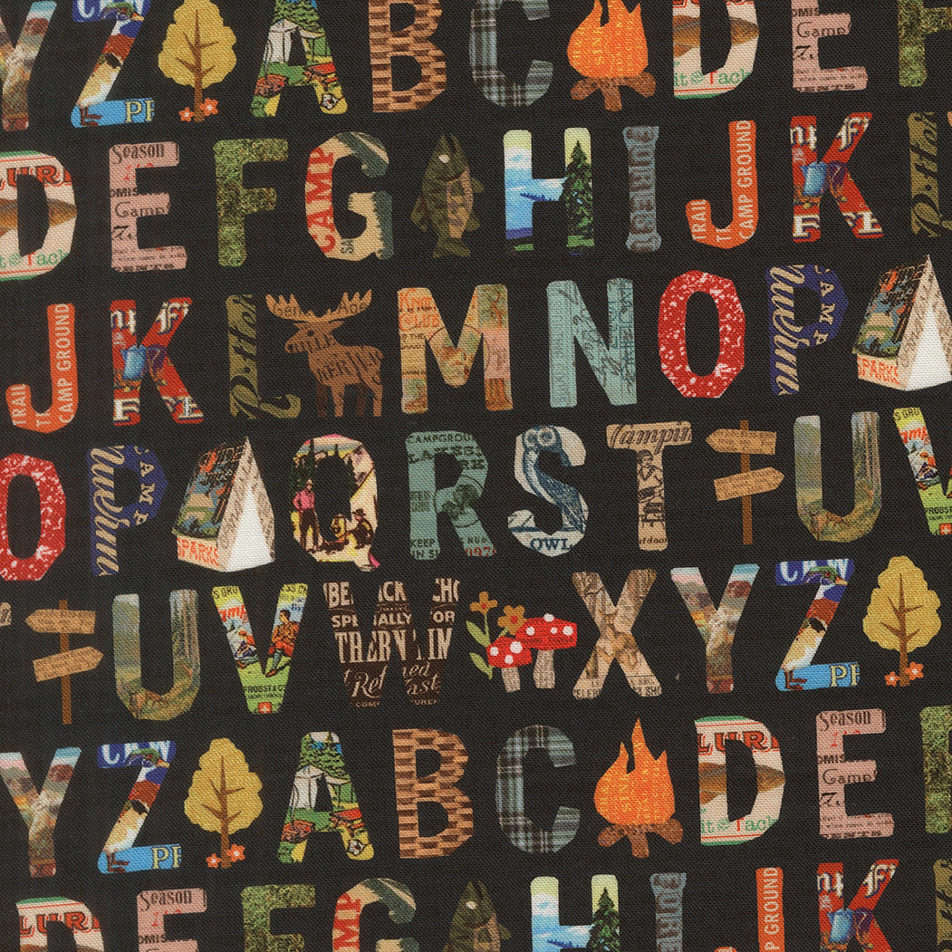 Fabric Moda Navy Alphabet Paper Trails by the Quarter Yard 39593-19