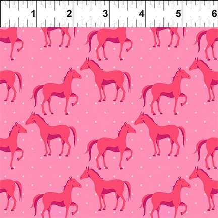 Fabric In The Beginning Pink Horses Go Cowgirl! by the Quarter Yard 3GC-1