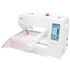 angled image of the Janome MC400E Embroidery Machine with hoop attached