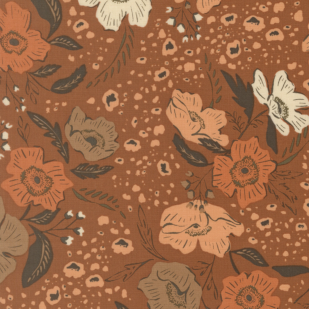 Fabric Moda Dark Clay Flora Flourish Wellspring by the Quarter Yard 45670-13