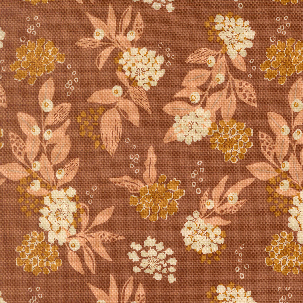 Fabric Moda Dark Clay Inflorescence Florals Wellspring by the Quarter Yard 45671-13