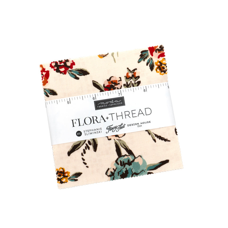 Fabric Moda Precuts Flora + Thread 5" Charm Pack 45680PP