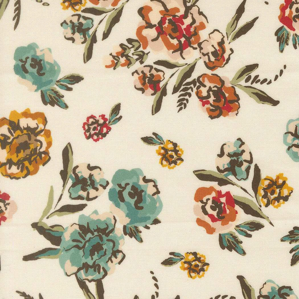 Fabric Moda Eggshell Brushed Bouquet Flora + Thread by the Quarter Yard 45680-11