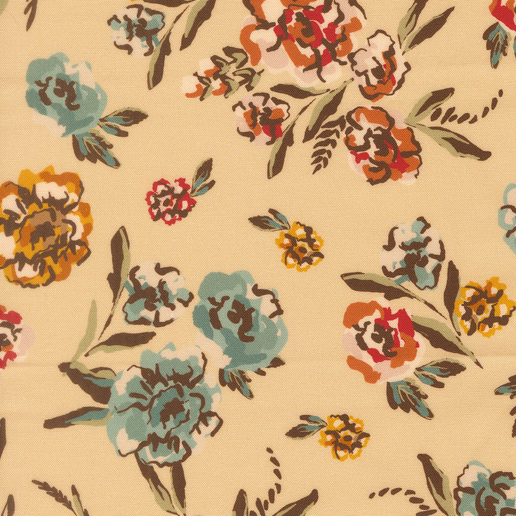 Fabric Moda Almond Brushed Bouquet Flora + Thread by the Quarter Yard 45680-12