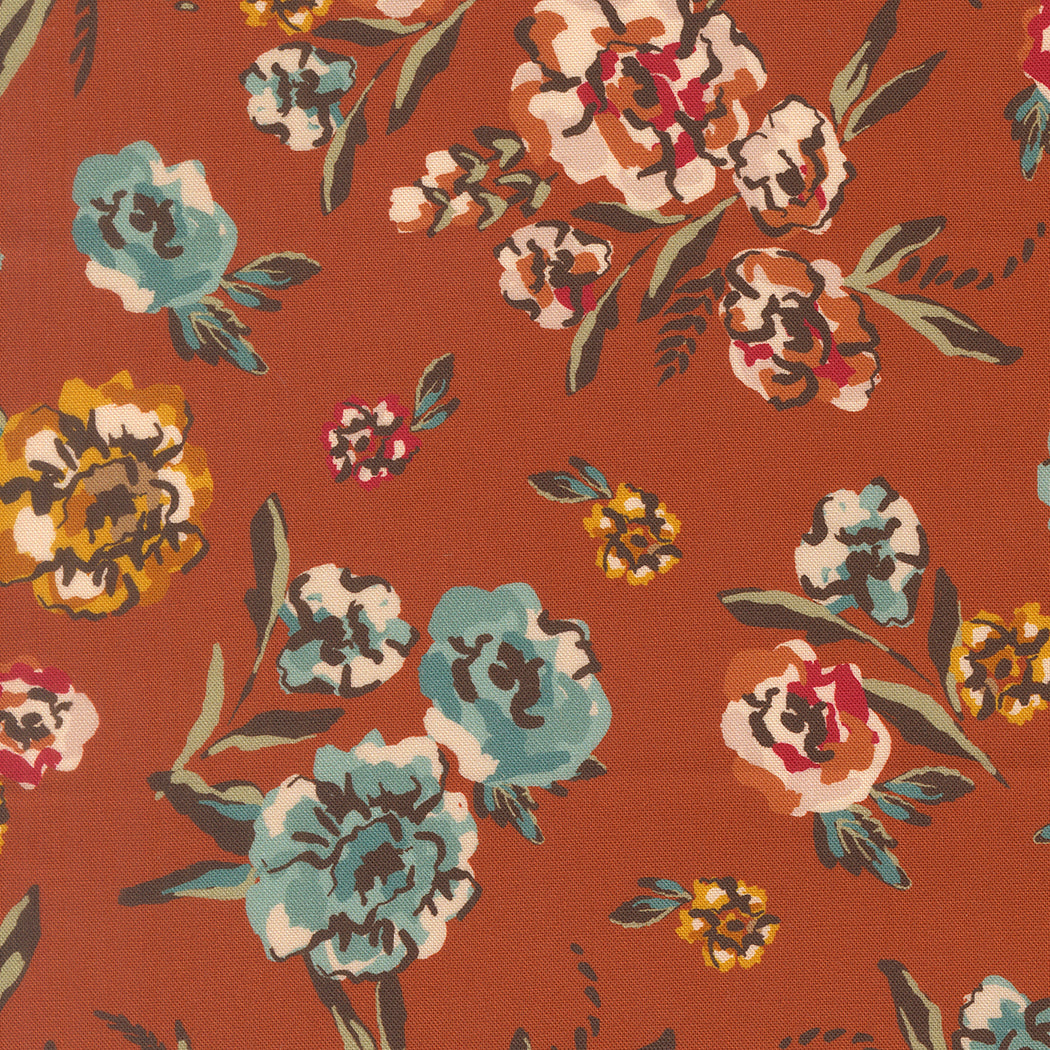 Fabric Moda Spice Brushed Bouquet Flora + Thread by the Quarter Yard 45680-14