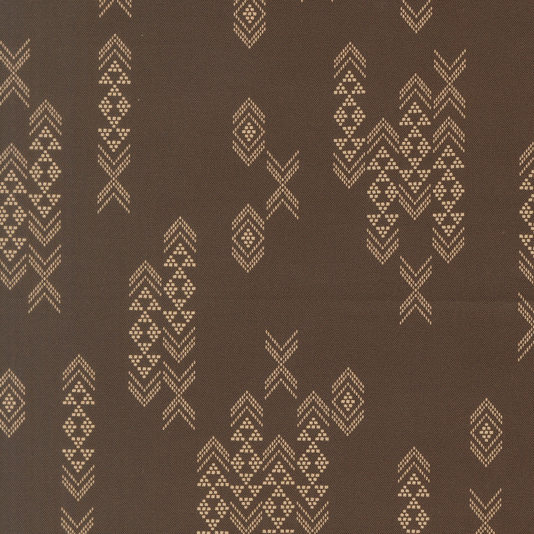Fabric Moda Coffee Geometric Flora + Thread by the Quarter Yard 45686-17