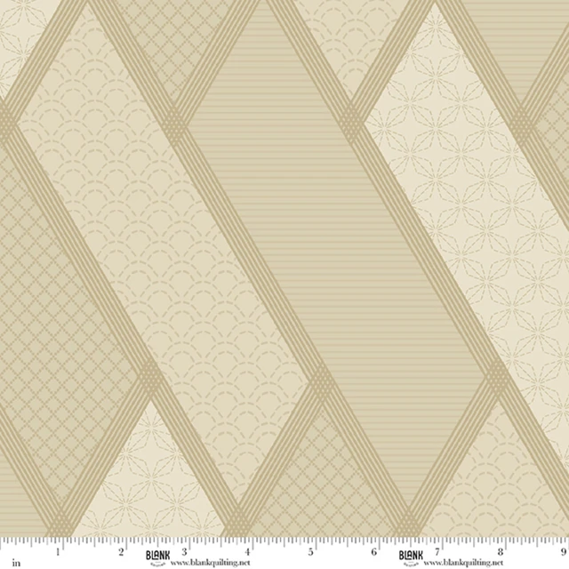 Fabric Blank Quilting Tan Stitched Geometric Linear Dream 108" Wide Back by the Quarter Yard 4734-40