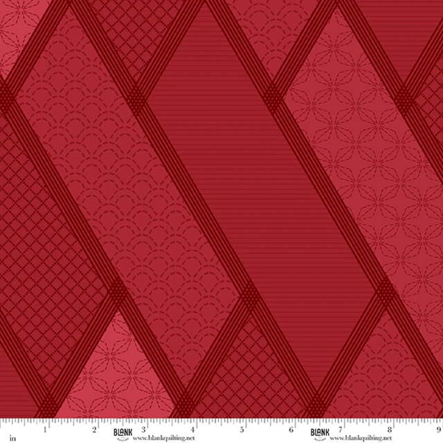 Fabric Blank Quilting Red Stitched Geometric Linear Dream 108" Wide Back by the Quarter Yard 4734-88