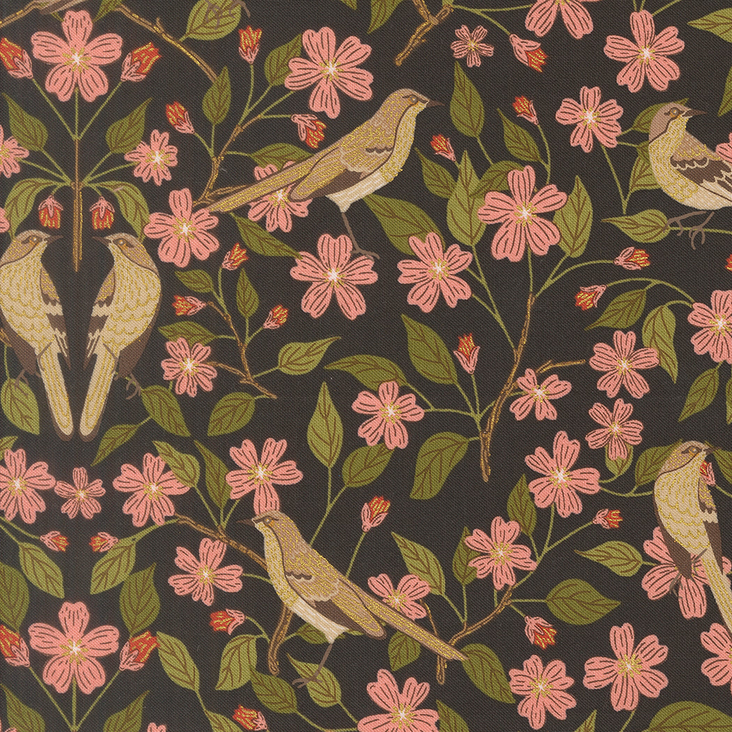 Fabric Moda Midnight Blossoms Metallic Ladybug Whimsy by the Quarter Yard 48441-18M