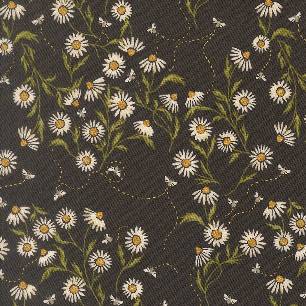 Fabric Moda Midnight Cone Flower Metallic Ladybug Whimsy by the Quarter Yard 48442-18M