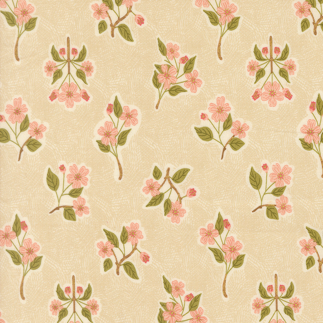 Fabric Moda Natural Apple Blossom Metallic Ladybug Whimsy by the Quarter Yard 48443-12M