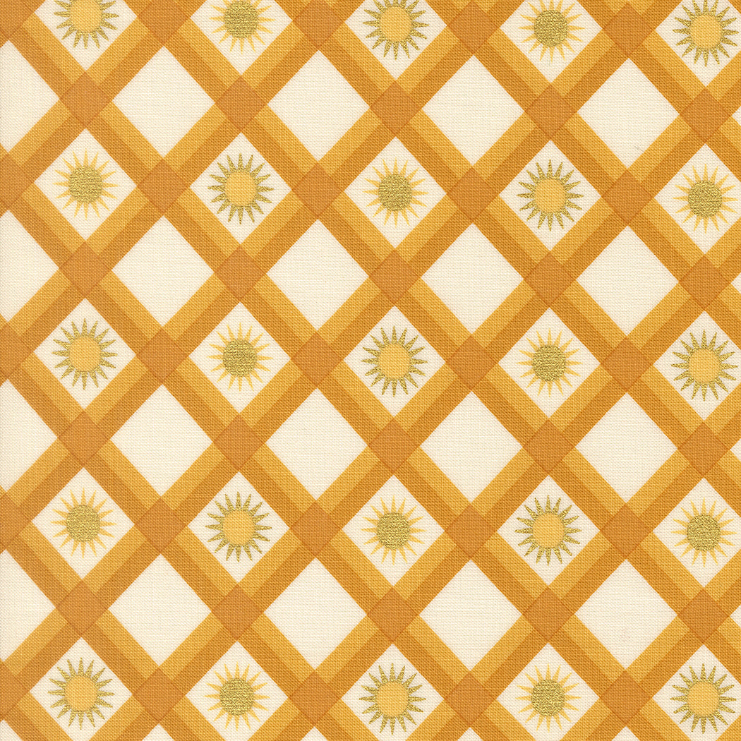 Fabric Moda Golden Plaid Sunshine Metallic Ladybug Whimsy by the Quarter Yard 48447-13M