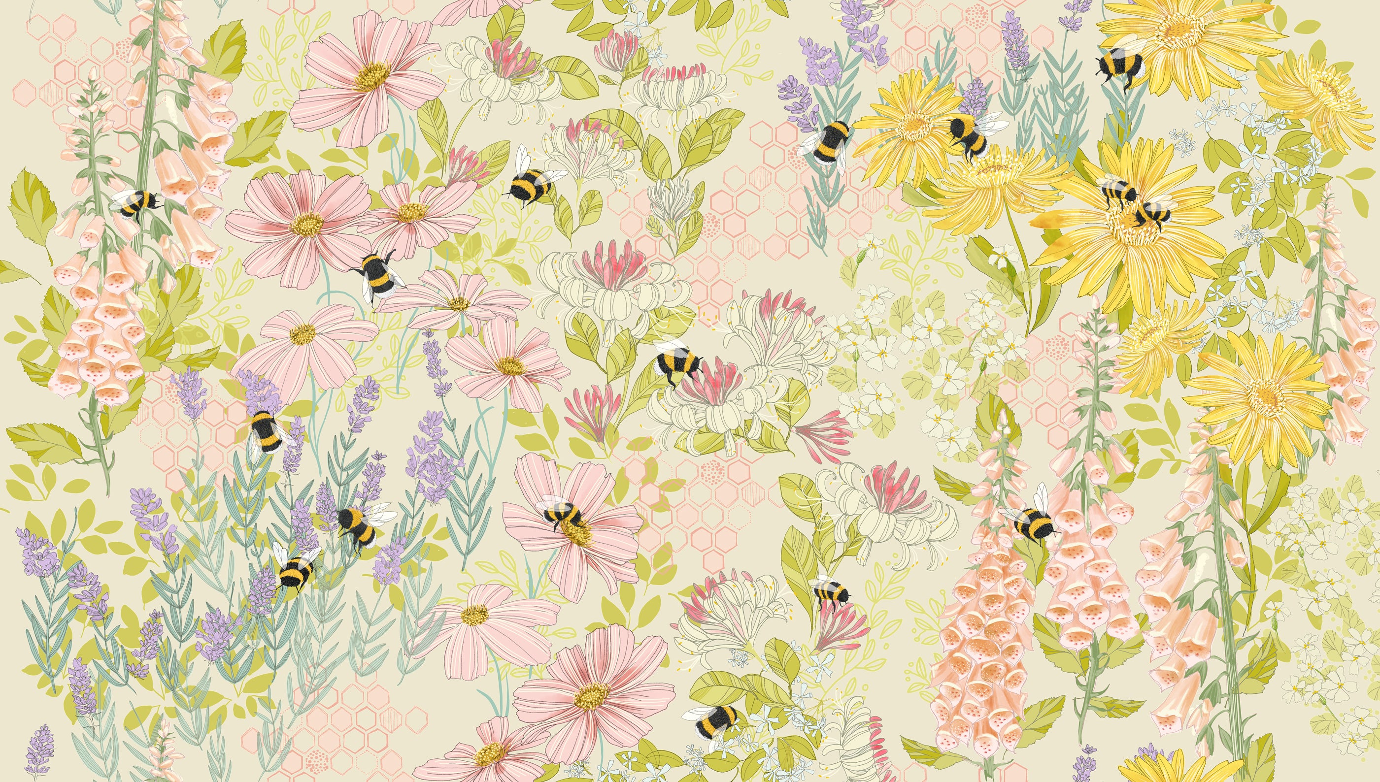 Fabric Moda Cloud Bee Garden Pollinators by the Quarter Yard 48810-11