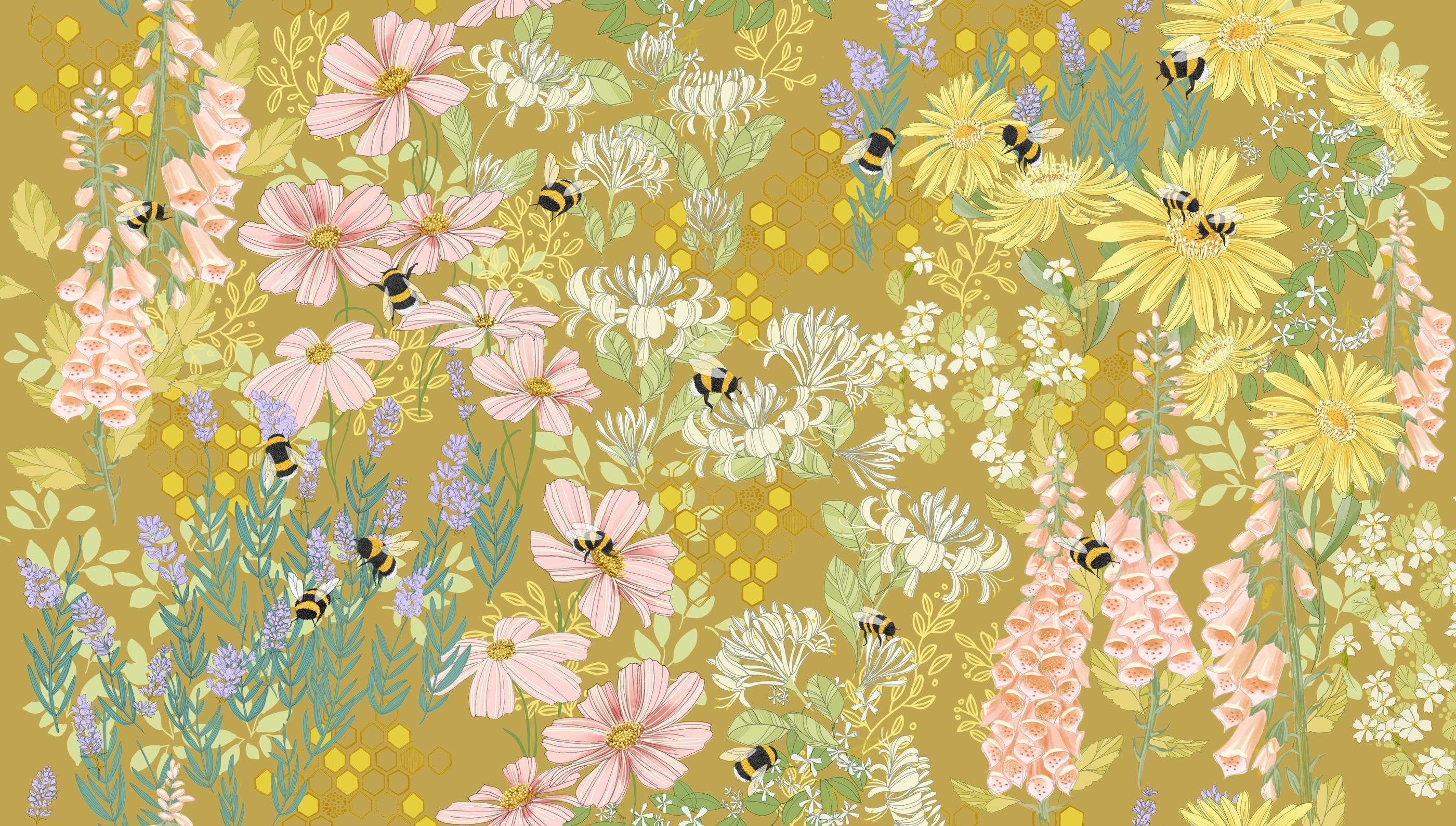 Fabric Moda Golden Bee Garden Pollinators by the Quarter Yard 48810-14