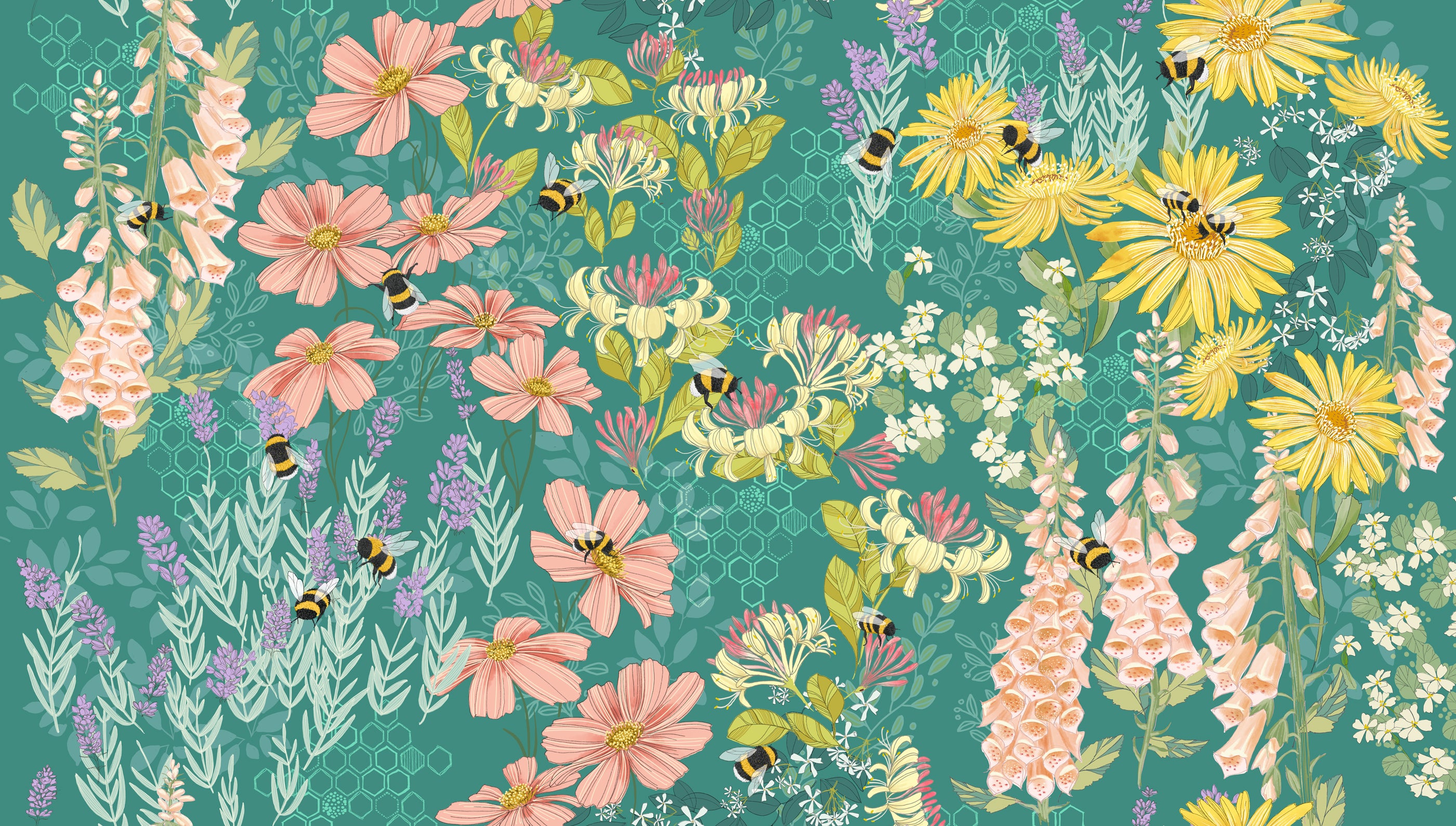 Fabric Moda Pond Bee Garden Pollinators by the Quarter Yard 48810-17