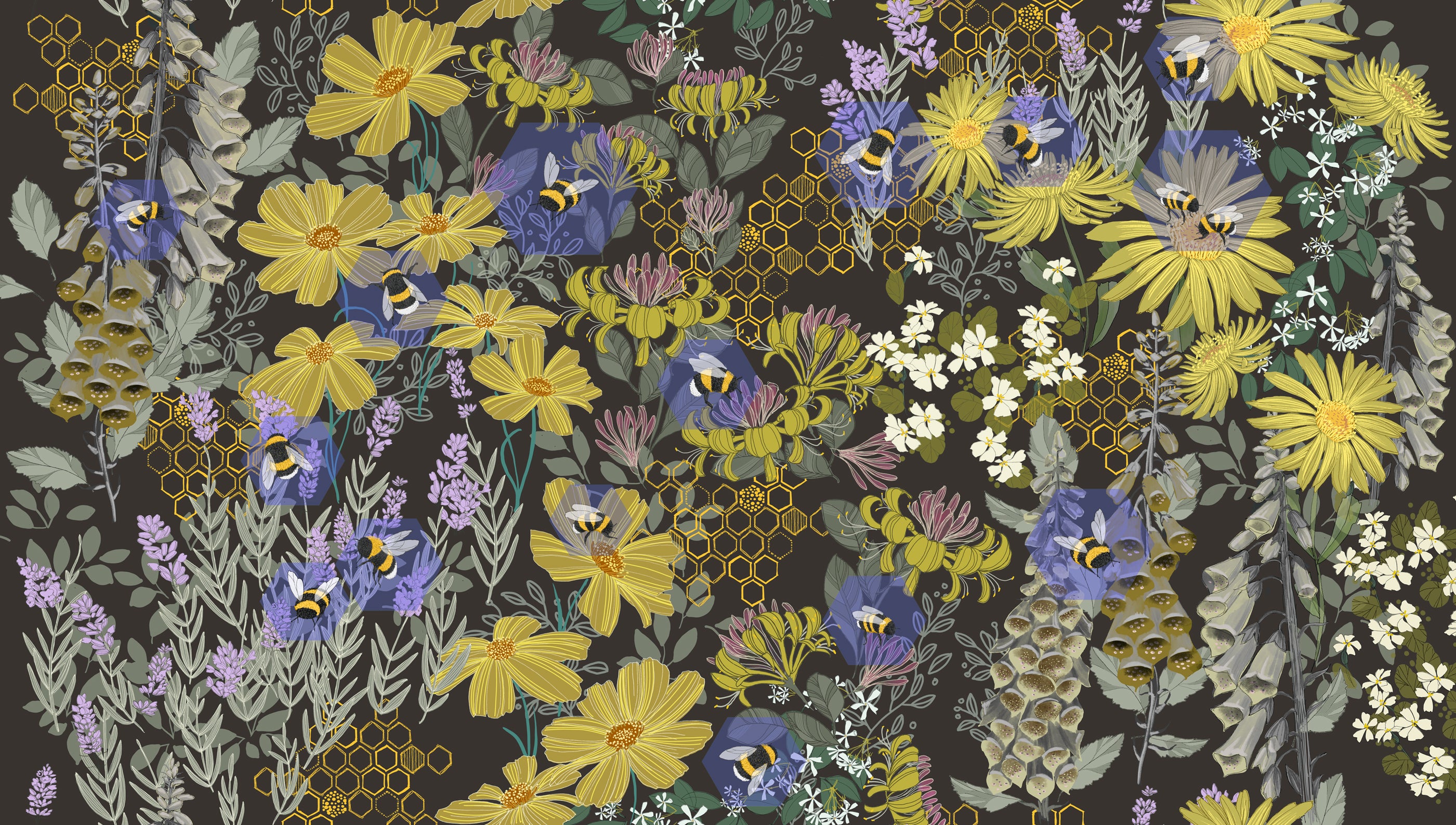 Fabric Moda Onyx Bee Garden Pollinators by the Quarter Yard 48810-20