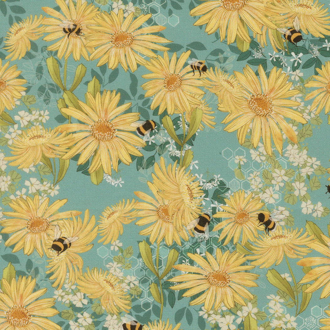 Fabric Moda Pond Daisies Pollinators by the Quarter Yard 48811-17
