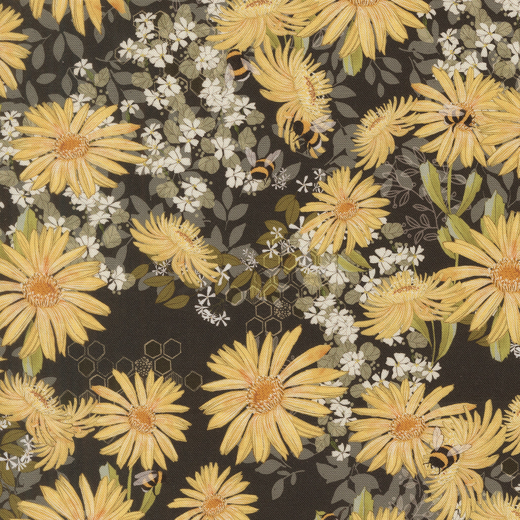 Fabric Moda Onyx Daisies Pollinators by the Quarter Yard 48811-20