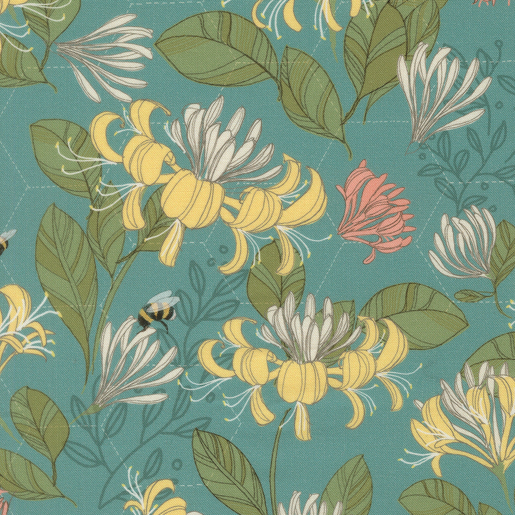 Fabric Moda Pond Honeysuckle Pollinators by the Quarter Yard 48812-17