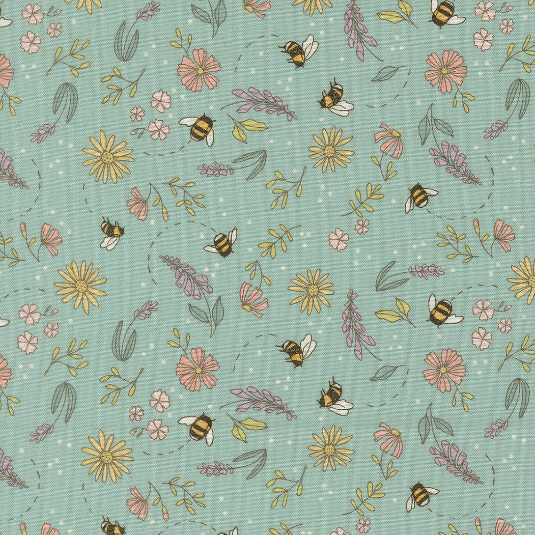 Fabric Moda Stream Tiny Garden Pollinators by the Quarter Yard 48813-16
