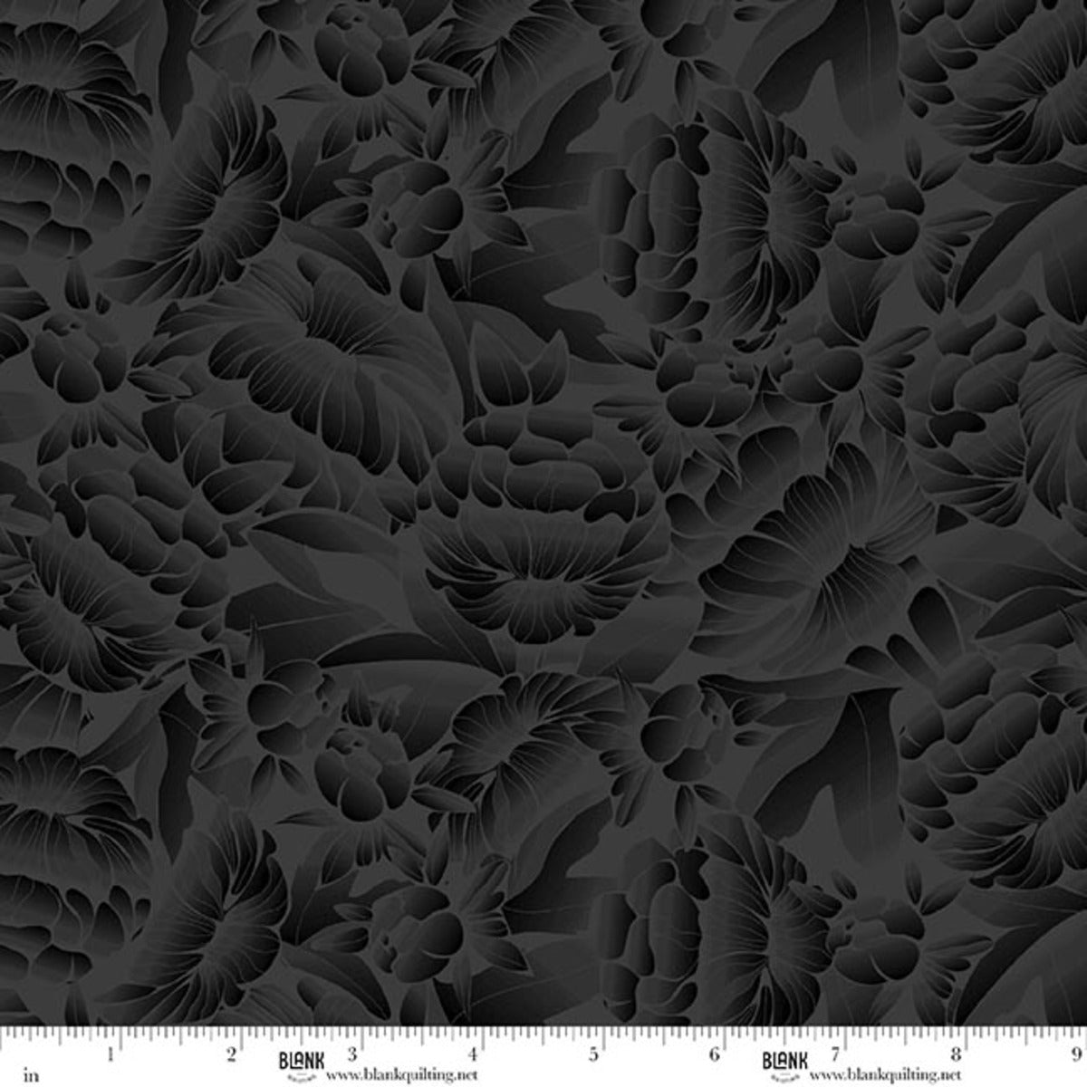 Fabric Blank Quilting Charcoal Ombre Floral Florique 118" Wide Back by the Quarter Yard 4895-99