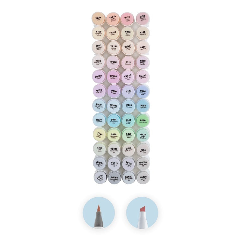 Ohuhu Honolulu 48ct Pastel Brush/Chisel Dual Tip Alcohol Markers Y30-80403-67