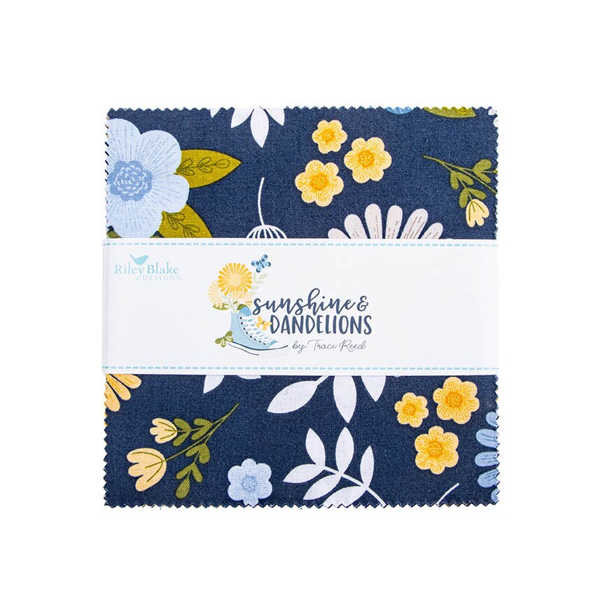 Fabric Riley Blake Precuts Sunshine & Dandelions 5" Stacker 5-17920-42