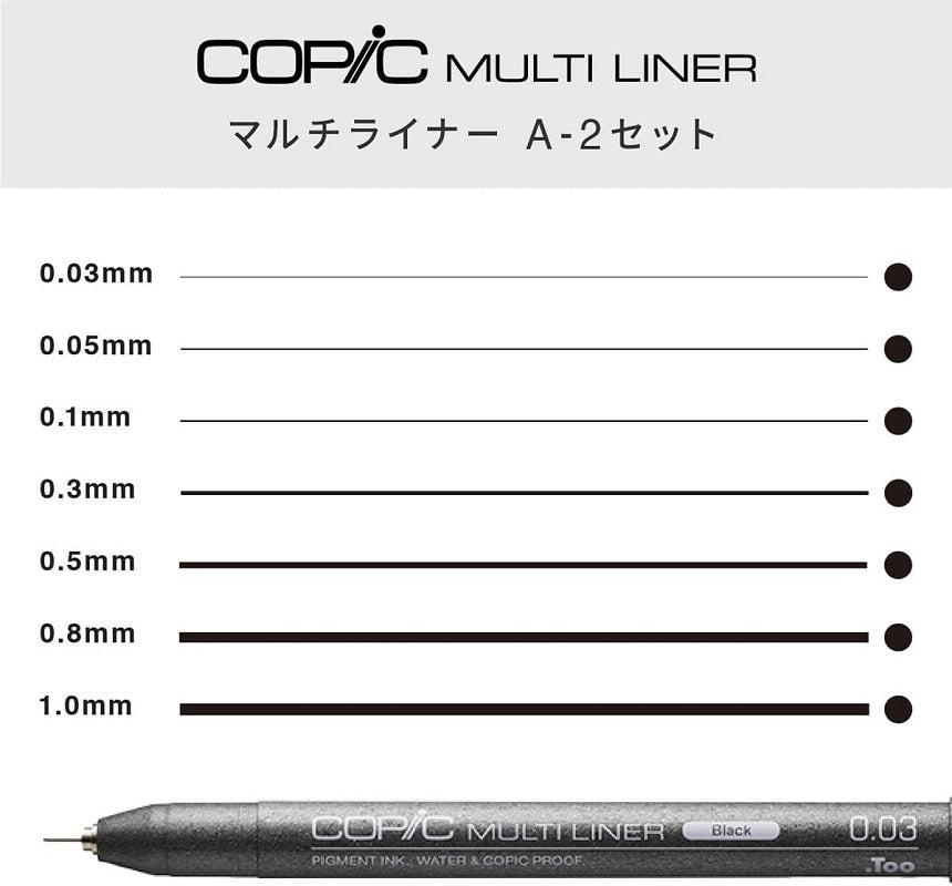 Copic Multiliner Pen A-2 - 7 Pen Set