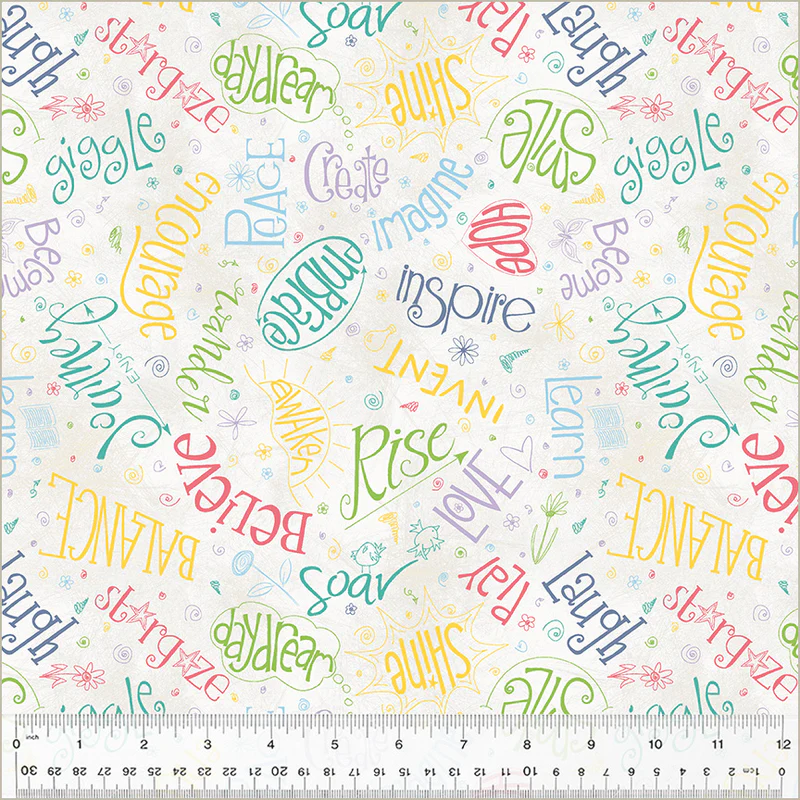 Fabric Windham Ivory Aspirations Noteworthy by the Quarter Yard 53856-7