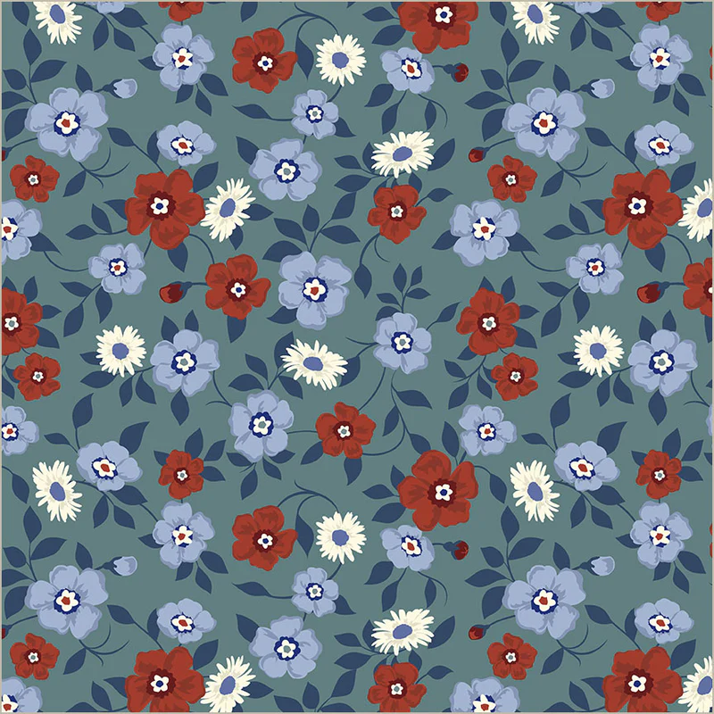 Fabric Windham Spruce Vining Blooms Front Porch by the Quarter Yard 54860-3