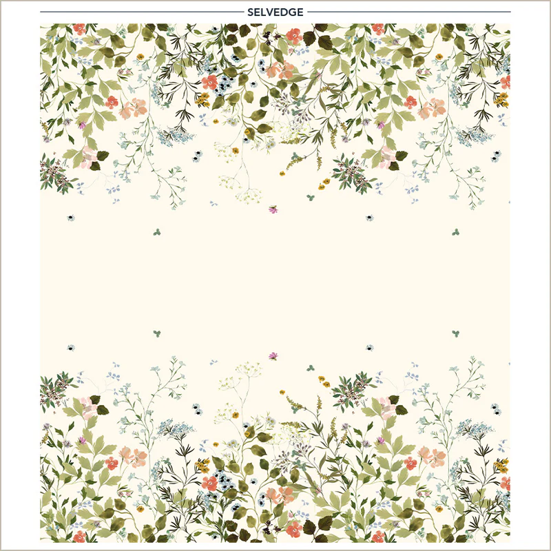 Fabric Windham Ivory Wild Blooms Double Border Bloomfield by the Quarter Yard 54878D-17
