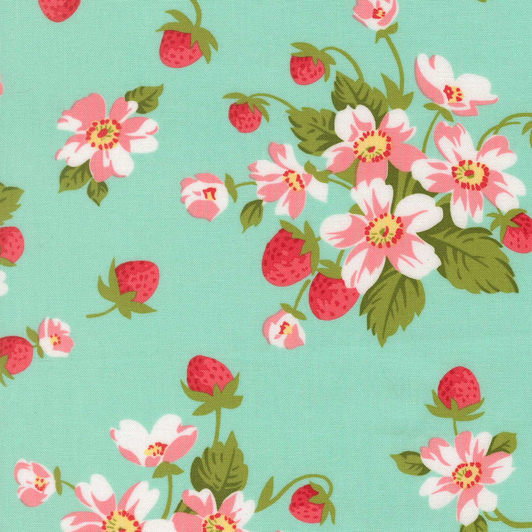 Fabric Moda Aqua In Bloom Bloomsberry by the Quarter Yard 55350-13