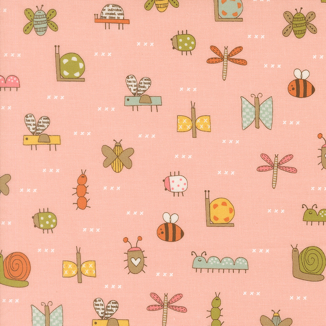Fabric Moda Blush The Bugs Bug Collector by the Quarter Yard 55731-14