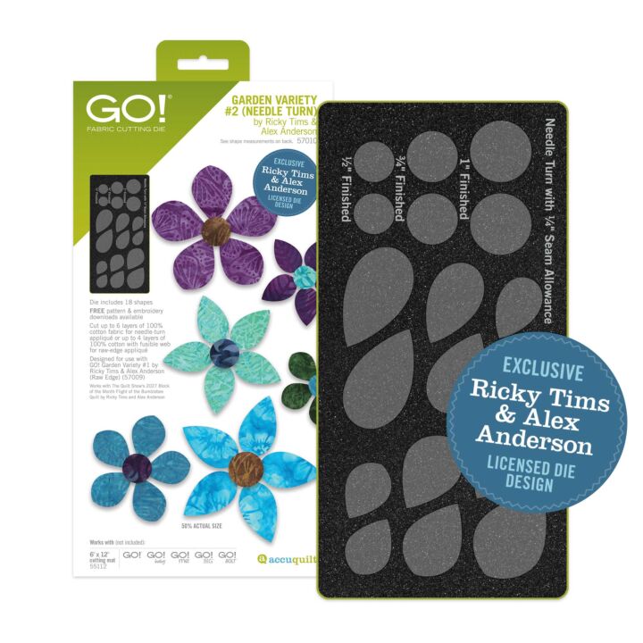 AccuQuilt GO! Garden Variety #2 Die (Needle Turn) by Ricky Tims & Alex Anderson 57010