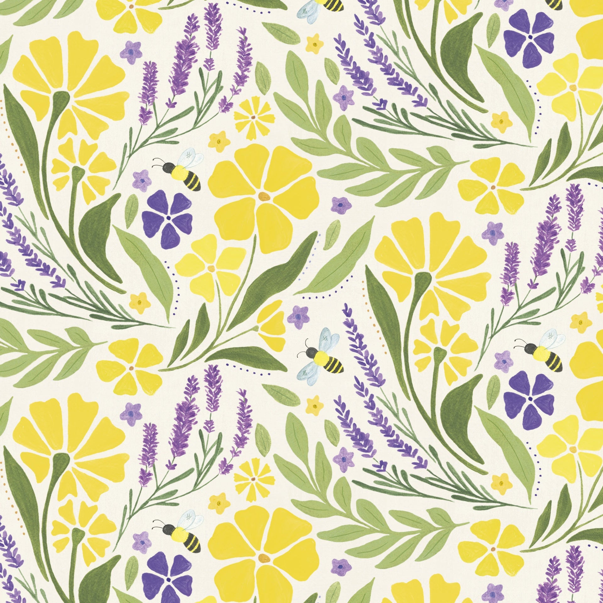 Fabric Lumin Tide + Loom Cream Large Floral Lavender Whimsy by the Quarter Yard T115-001-136