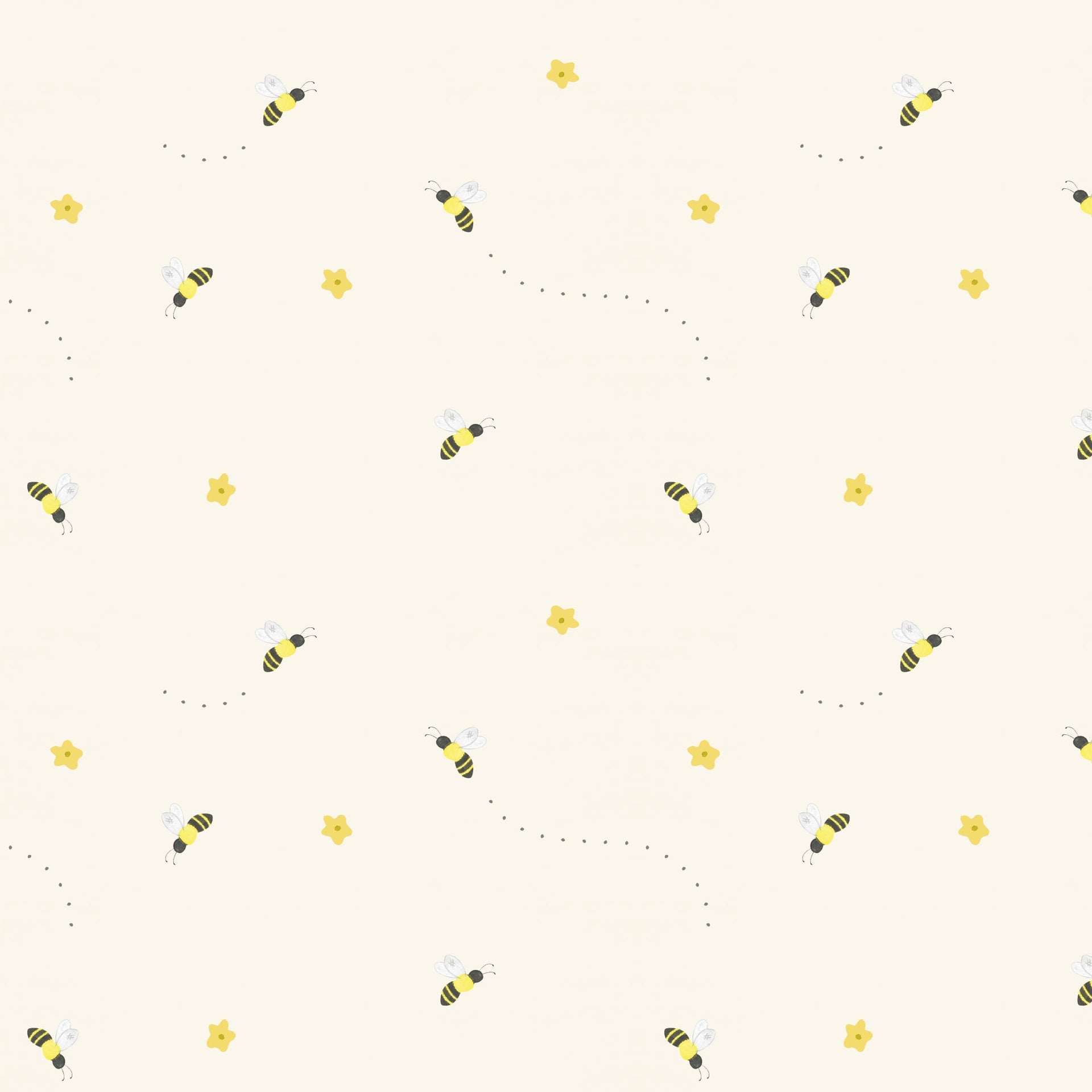 Fabric Lumin Tide + Loom Cream Bees Lavender Whimsy by the Quarter Yard T115-005-139