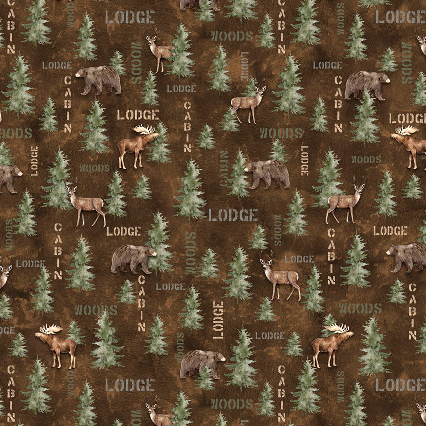 Fabric P&B Multi Woods and Words Allover Trail Ridge by the Quarter Yard 6342-Z