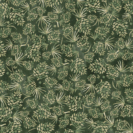 Fabric P&B Dark Green Packed Pinecones Trail Ridge by the Quarter Yard 6344-DG