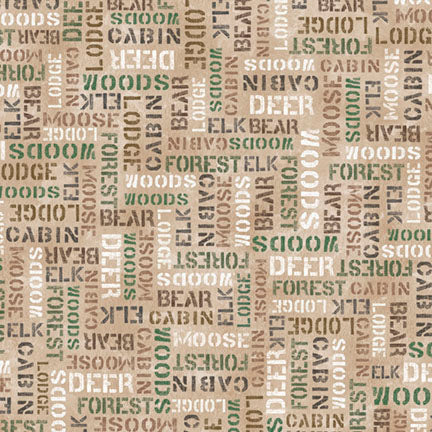 Fabric P&B Neutral Packed Woodsy Words Trail Ridge by the Quarter Yard 6345-NE