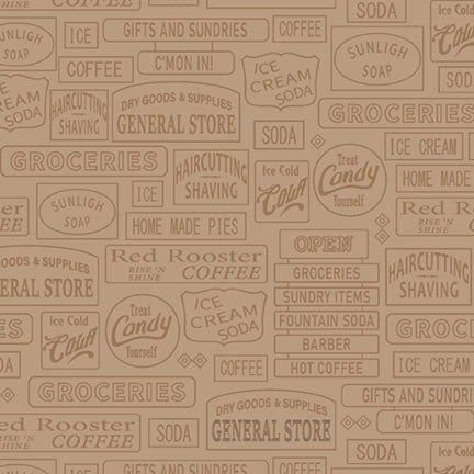 Fabric P&B Neutral Signage Linework General Store by the Quarter Yard 6350-NE