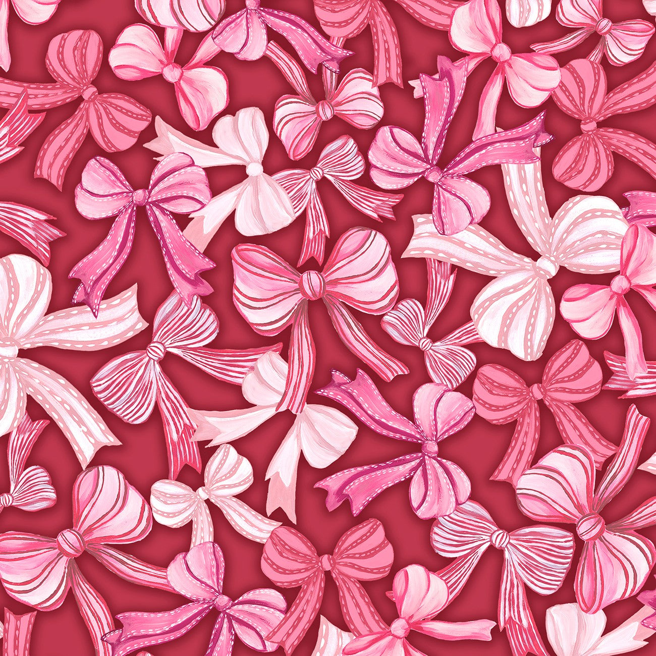 Fabric P & B Textiles Red and Pink Packed Bows Coquette Charm by the Quarter Yard 6487-REDPINK