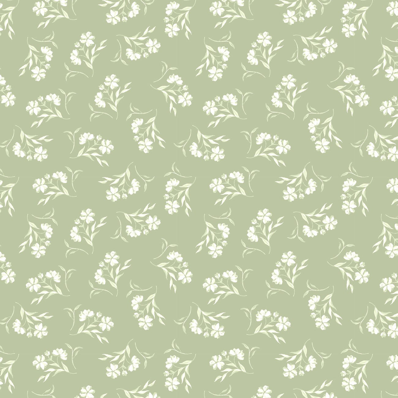 Fabric P & B Textiles Green Vintage Flower Toss Coquette Charm by the Quarter Yard 6491-GREEN